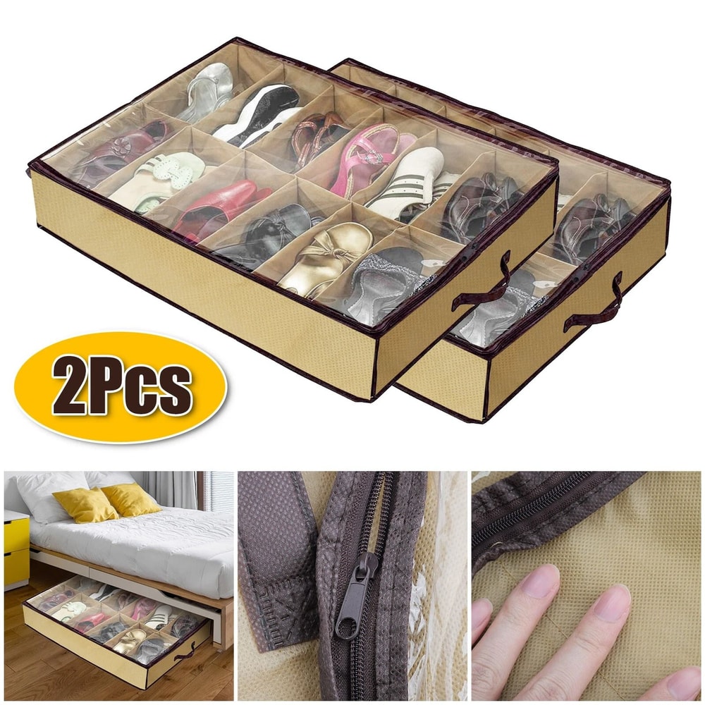 Zippered Shoe Storage Box Bag For Closet Organization Dustproof Under Bed Holder 6
