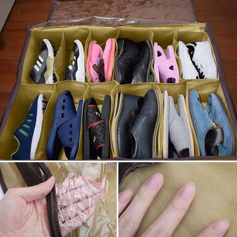 Zippered Shoe Storage Box Bag For Closet Organization Dustproof Under Bed Holder 3