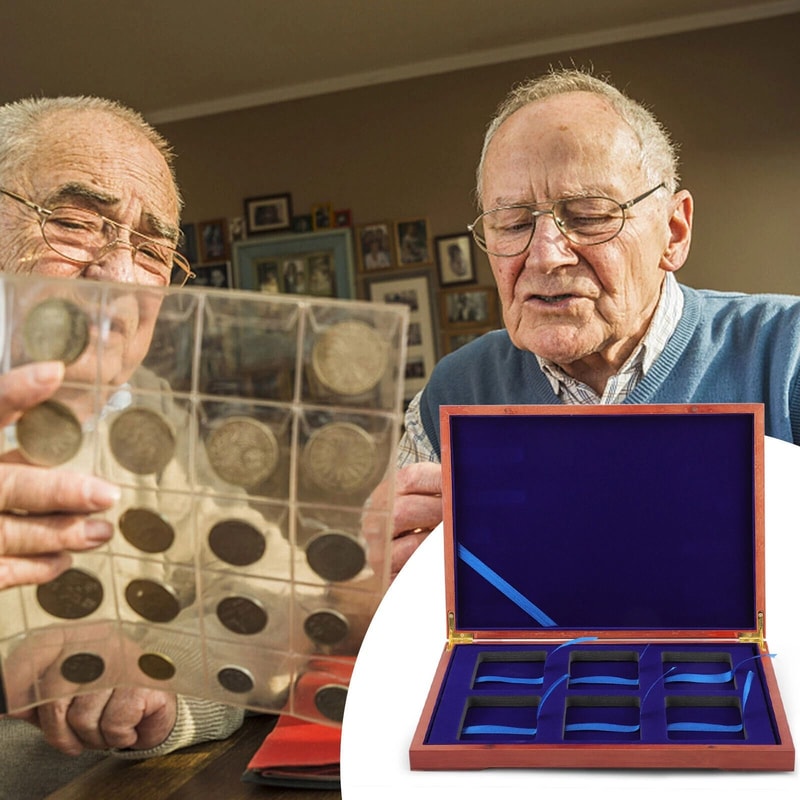 Durable Solid Wood Coin Collector Display Box Case 2