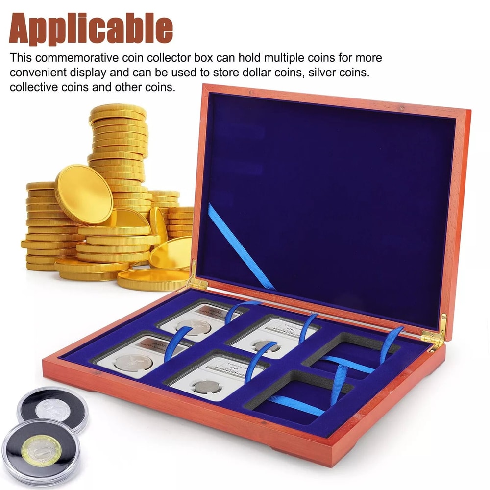 Durable Solid Wood Coin Collector Display Box Case 4