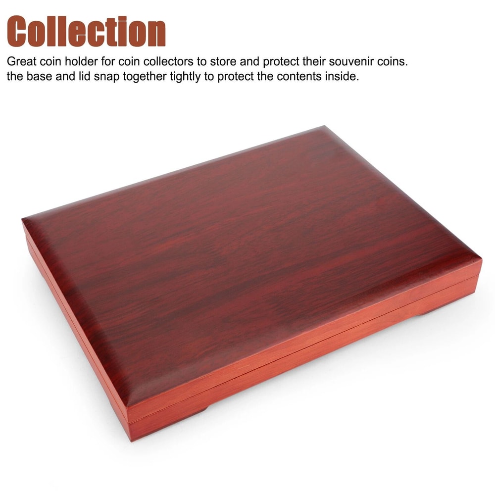 Durable Solid Wood Coin Collector Display Box Case 5