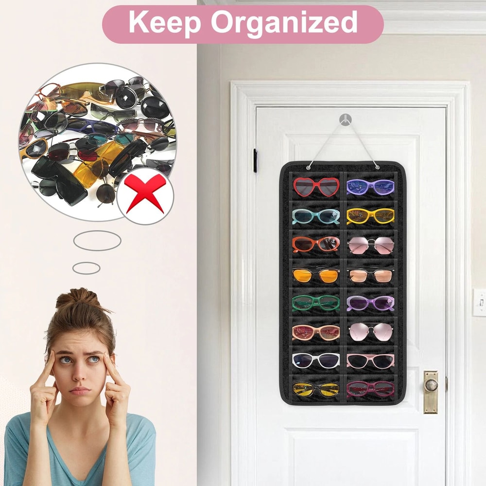 Sunglasses Organizer Wall Stand Hanging Eyeglasses Storage Bag Glasses Holder 3