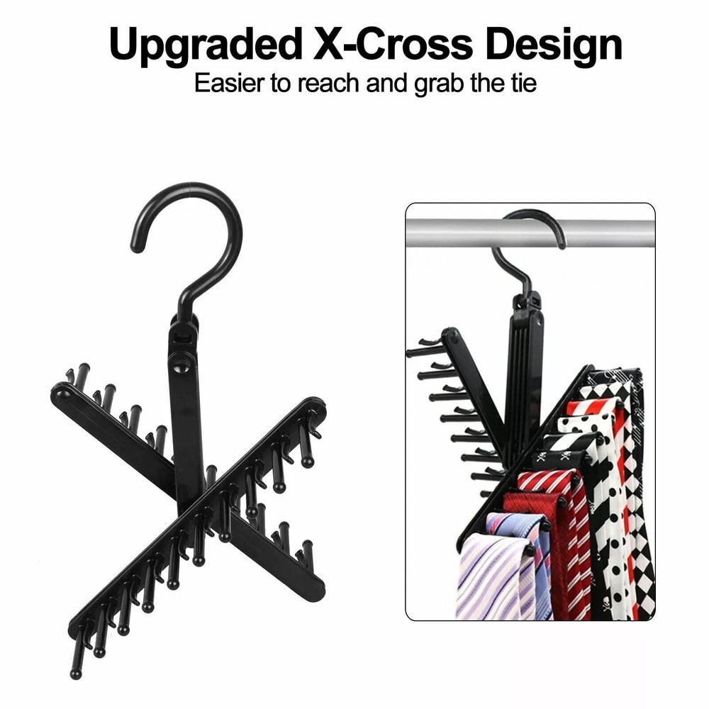 Closet Organizer Tie Rack Holder With NonSlip Clips Belt Hanger 4