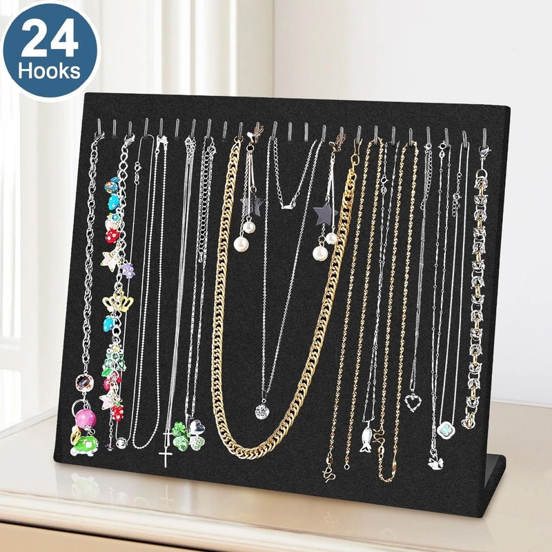 Black Velvet Jewelry Display Stand Organizer Holder For Chains And Necklaces 3