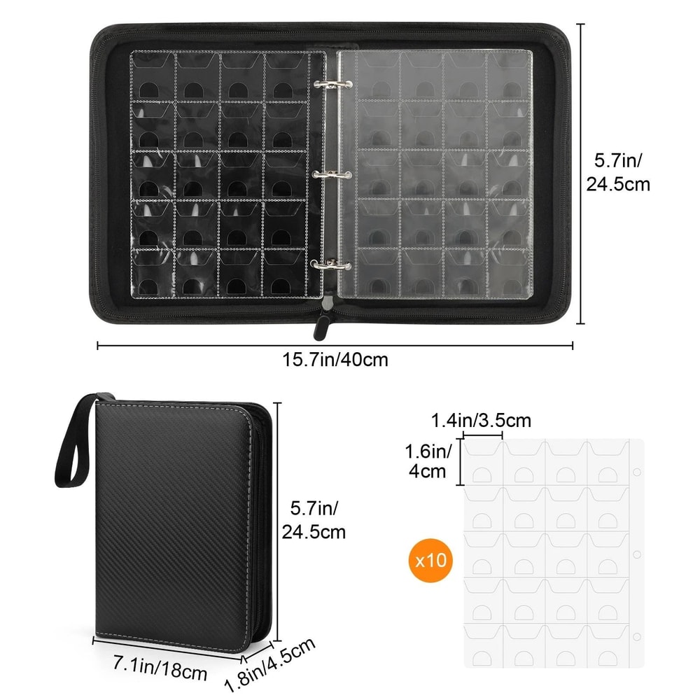 Coin Collection Binder With Pockets Leather Flip Storage Book With Zipper For Stamps And Trading Ca 3