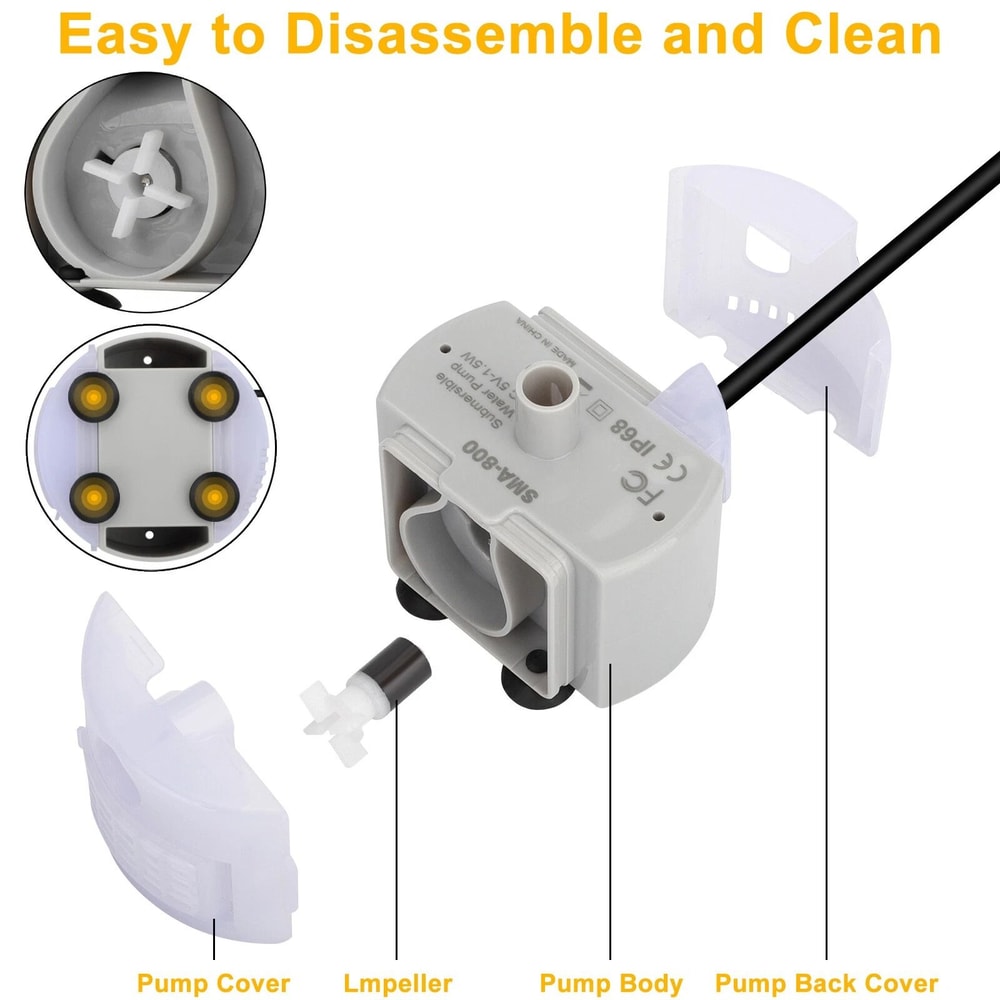 Replacement Pump For Pet Water Fountain Stainless Steel Cat Water Dispenser Quiet Design 2