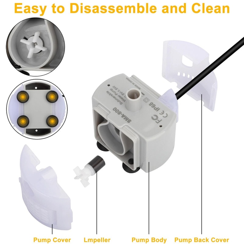 Replacement Pump For Pet Water Fountain Stainless Steel Cat Water Dispenser Quiet Design 2