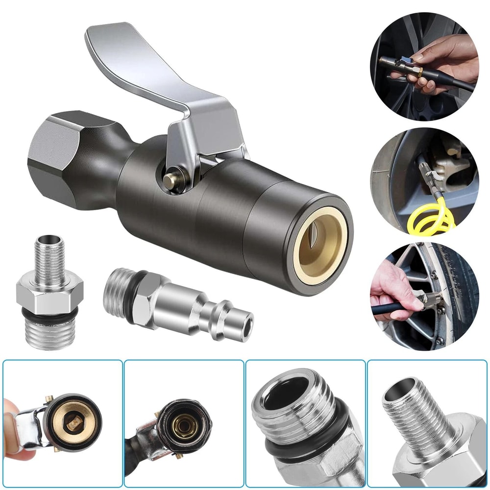 HeavyDuty Tire Inflator Lockon Air Chuck For Schrader Valve Durable Construction Compatible With Ca 2