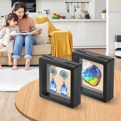 floating coin display frame, stand holder for coins, jewelry, medals, and keepsakes