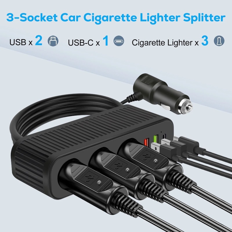 Quick Charge Car Cigarette Lighter Splitter Power Adapter 6