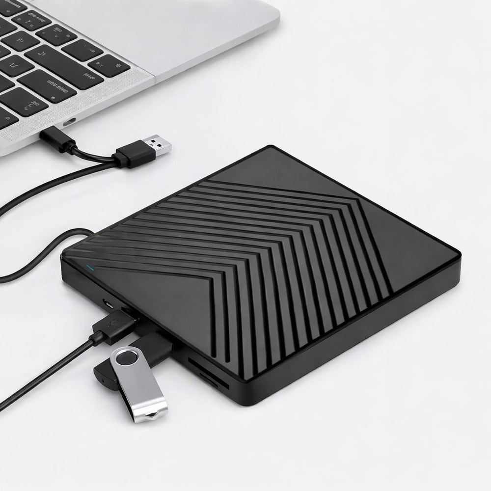 USB External DVD Drive CD Burner Writer USB Hub Portable Player 0