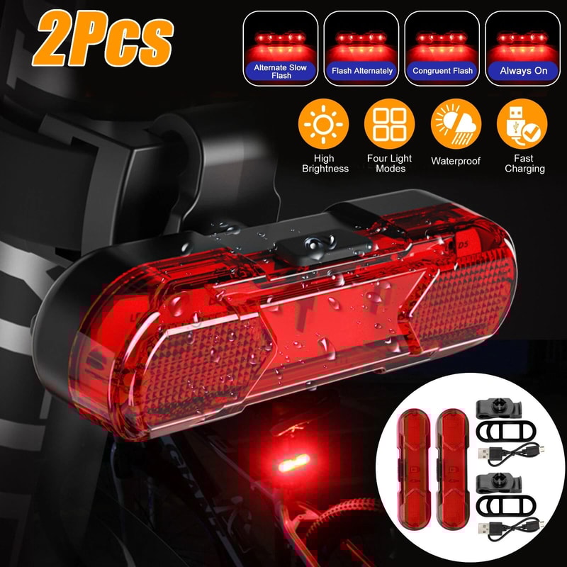 Bicycle Safety Rear Lamp Rechargeable LED Bike Tail Light Cycling Warning Light Waterproof Rear Lam