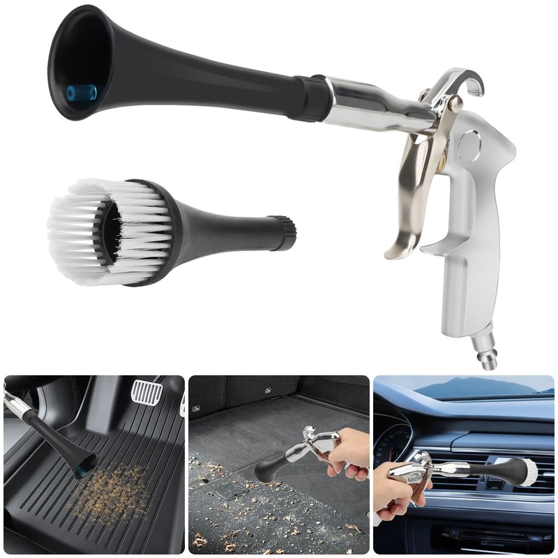 HighPressure Gun Air Blower Car Cleaning Tool For Carpet Upholstery Trumpet Nozzle 2