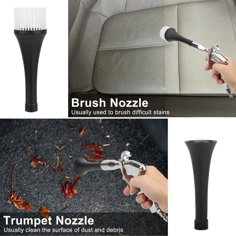 HighPressure Gun Air Blower Car Cleaning Tool For Carpet Upholstery Trumpet Nozzle 3