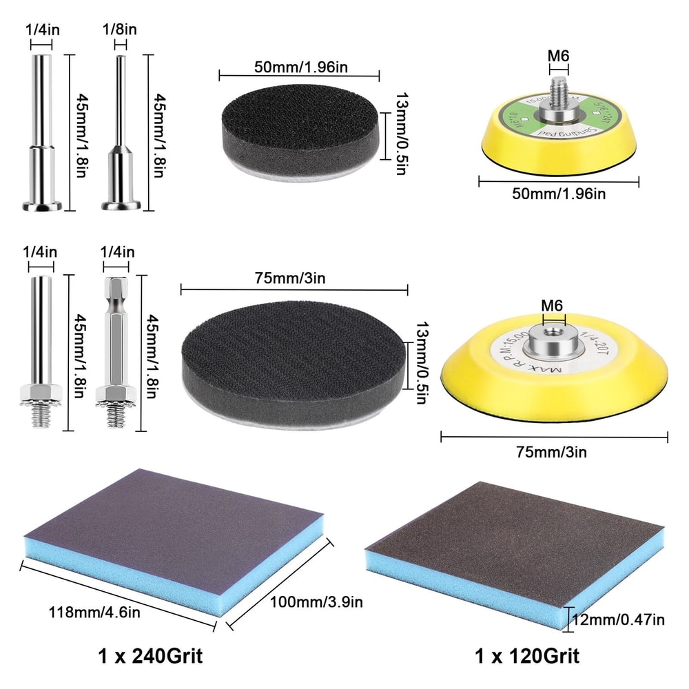 Sanding Discs Kit Grit Sandpaper Pads With Hook Loop 4