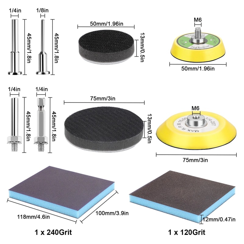 Sanding Discs Kit Grit Sandpaper Pads With Hook Loop 4