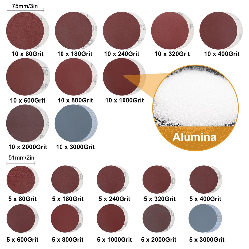 Sanding Discs Kit Grit Sandpaper Pads With Hook Loop 5