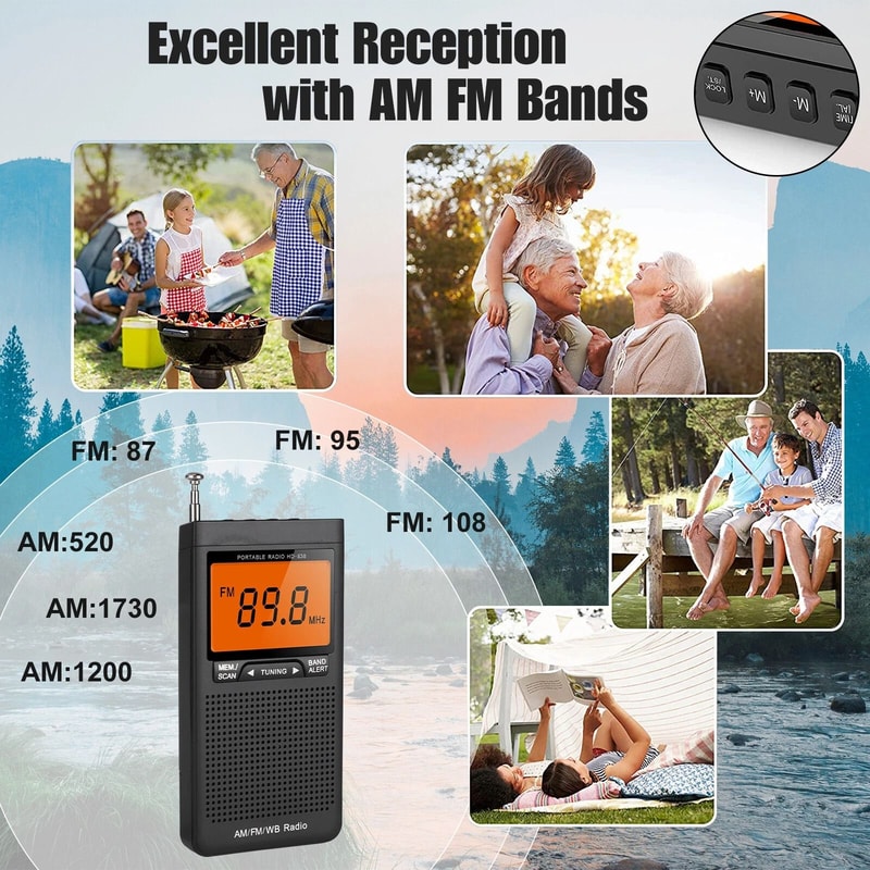 Weather Band Radio With AutoSearch LCD Display Emergency Pocket Radio For Outdoor Use 8