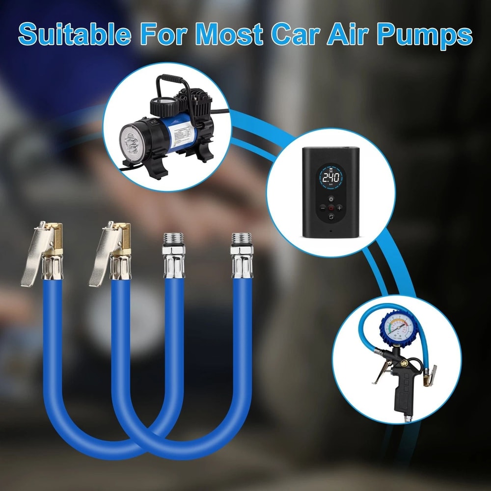 Portable Tire Inflator Hose With SelfLocking Clamps For Air Pumps Extension Hose 1