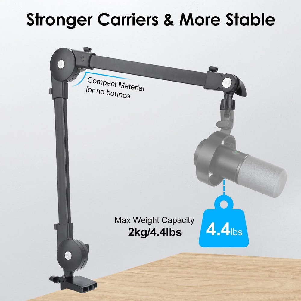 Adjustable Mic Stand Rotatable Microphone Boom Arm For Podcasts Gaming 2