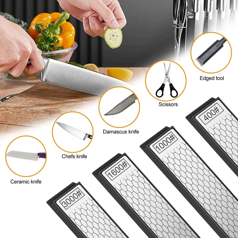 Knife Sharpening Diamond Stone Set Chisel Sharpening Coarse To Fine Grits 3