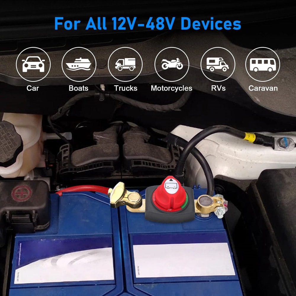 Battery Power Switch Disconnect Isolator OnOff Cut Master For RVs Boats Cars 2