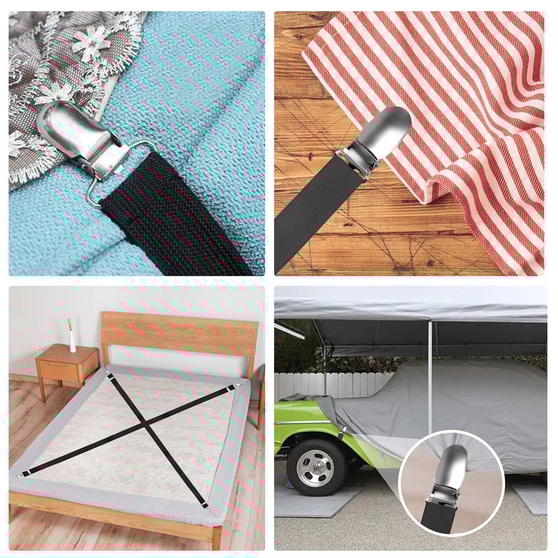 Adjustable Elastic Bed Sheet Fastener Suspenders Straps Mattress Covers Clips Gripper For King Quee 1