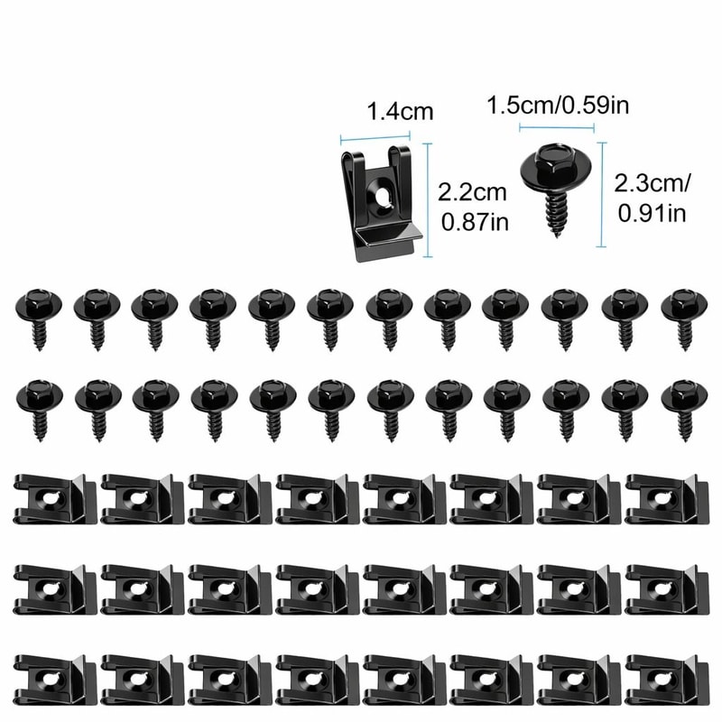 Metal U Nut Clips Fender Liner Screws Engine Cover Fasteners Splash Retainer Kit 4