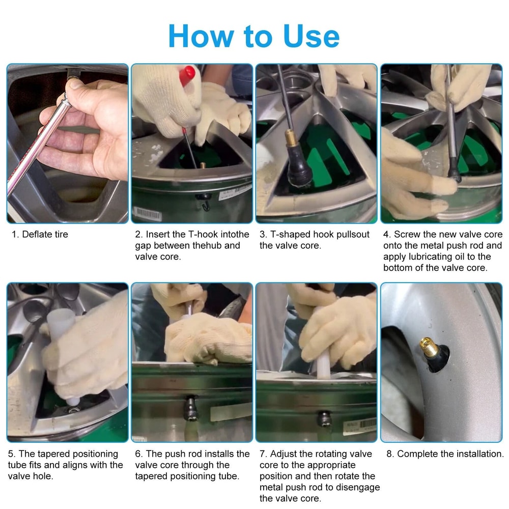 Quick Change Valve Stem Tool Kit Valve Core Remover Tire Installer Essential Tool For Cars And Truc 4