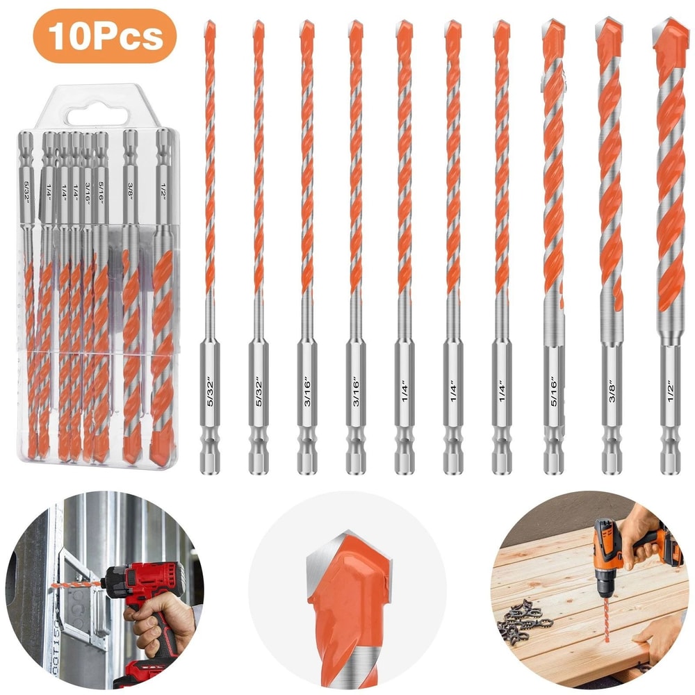 Concrete Drill Bits Set Premium Carbide Tip Hammer Drill Bits For Masonry Tile Glass Cement And Bri 5