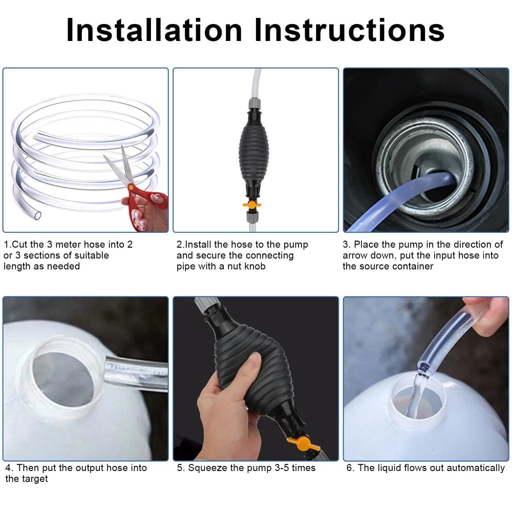 Manual Siphon Hose Transfer Hand Pump For Gasoline Diesel Water Oil 3