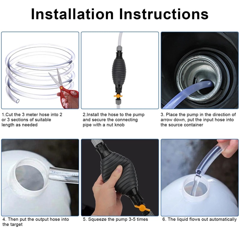 Manual Siphon Hose Transfer Hand Pump For Gasoline Diesel Water Oil 3