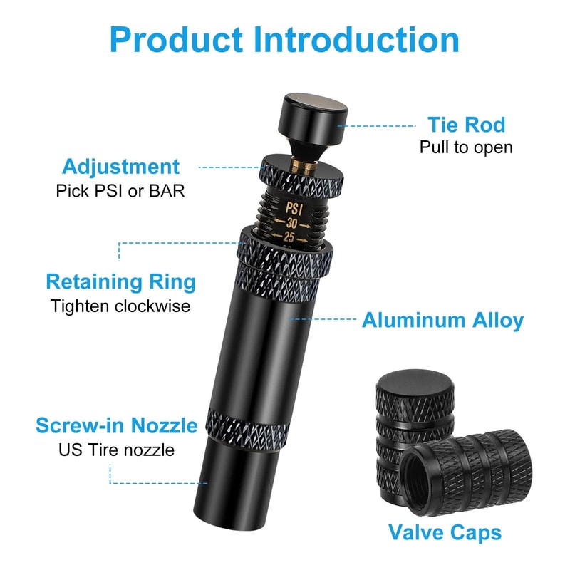 OffRoad Adjustable Tire Deflator With AutoStop Valve Stem Kit PSI Adjustment 5