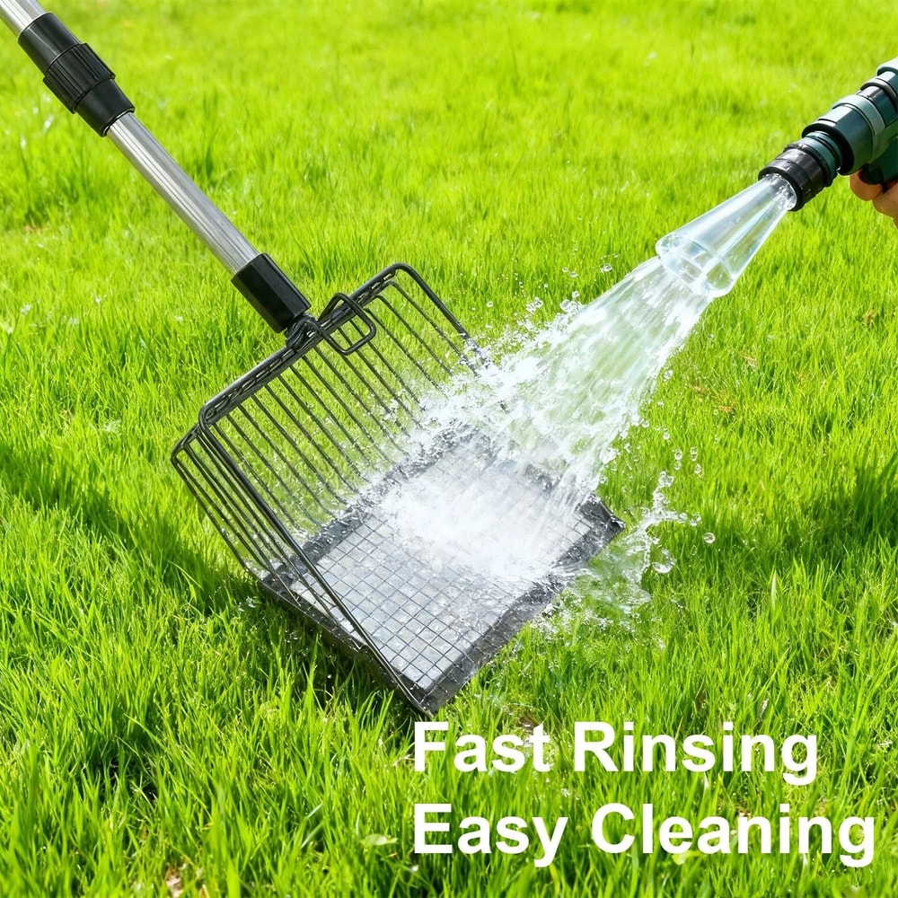 Metal Sifting Shovel Adjustable Chicken Coop Poop Scooper Long Handle 2