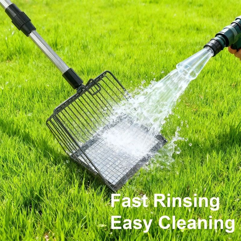 Metal Sifting Shovel Adjustable Chicken Coop Poop Scooper Long Handle 2