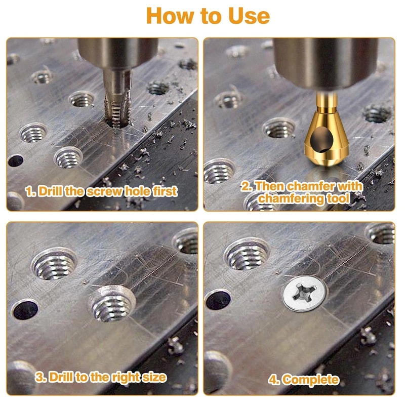 Chamfer Drill Bit Set Titanium Coated Countersink Tool For Wood And Metal 2