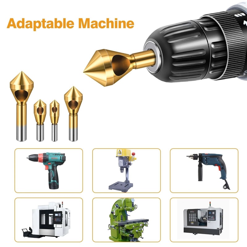 Chamfer Drill Bit Set Titanium Coated Countersink Tool For Wood And Metal 4