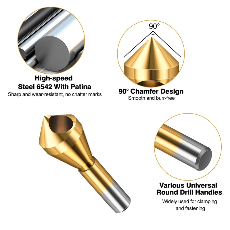 Chamfer Drill Bit Set Titanium Coated Countersink Tool For Wood And Metal 5