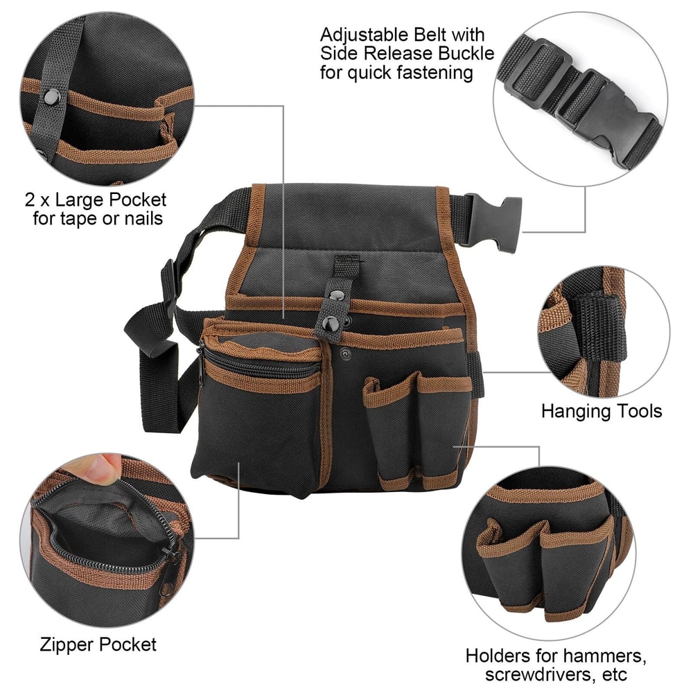Electrician Tool Pouch Belt Durable Fabric Work Organizer With Adjustable Waist Strap 5