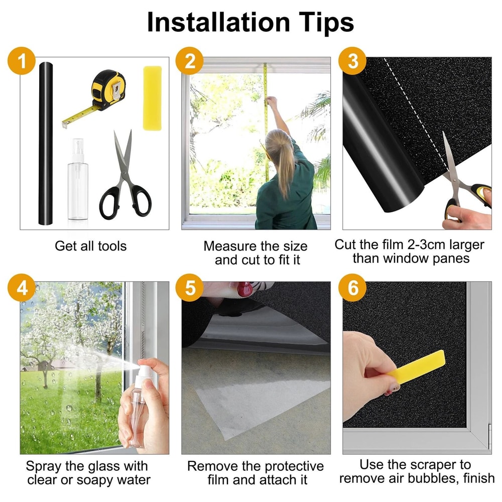 Blackout Privacy Window Film Light Blocking Frosted Static Cling Cover For Enhanced Privacy 3