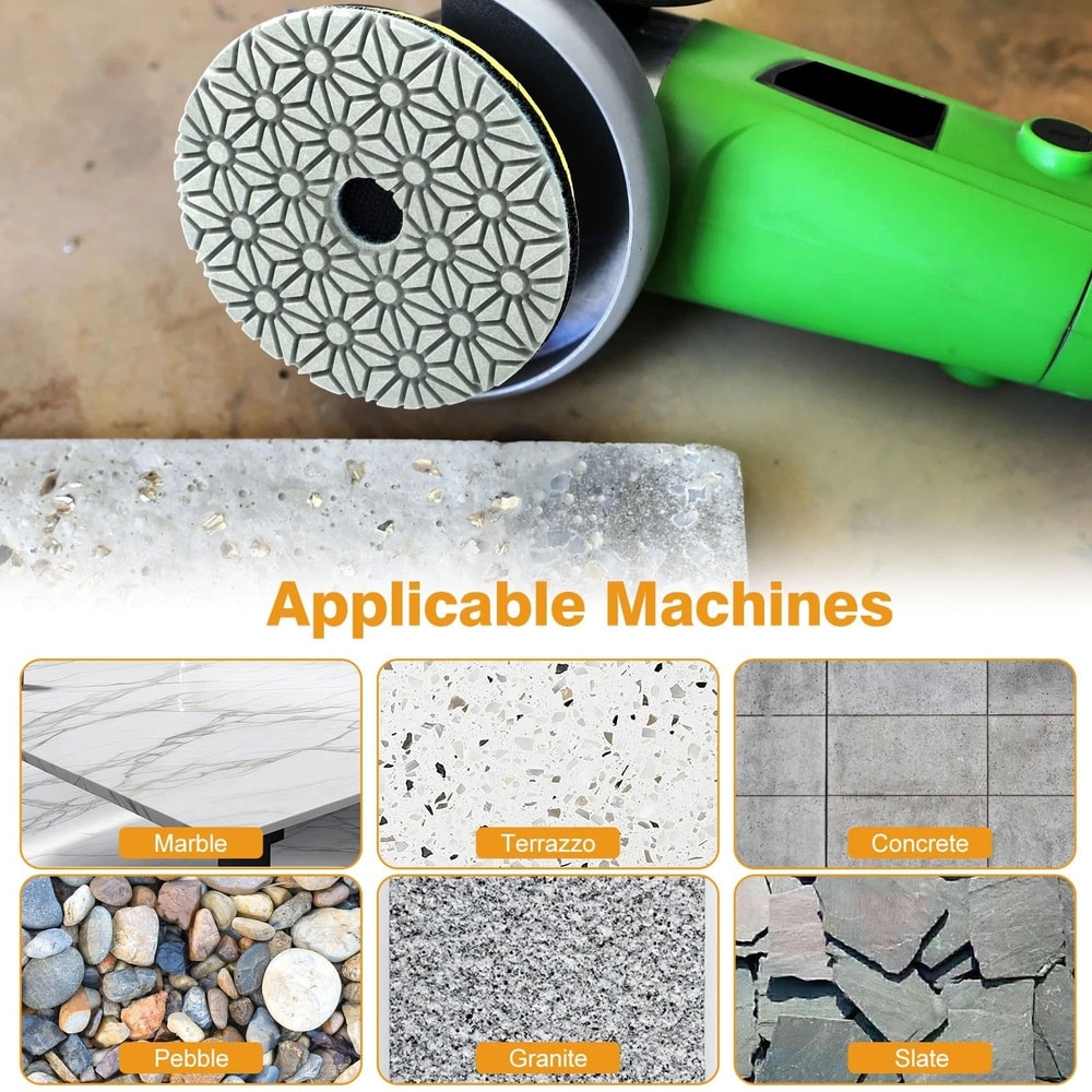 Diamond Wet Polishing Pads Kit For Stone Concrete Marble Granite Glass Pads With Hook Loop Backin 2