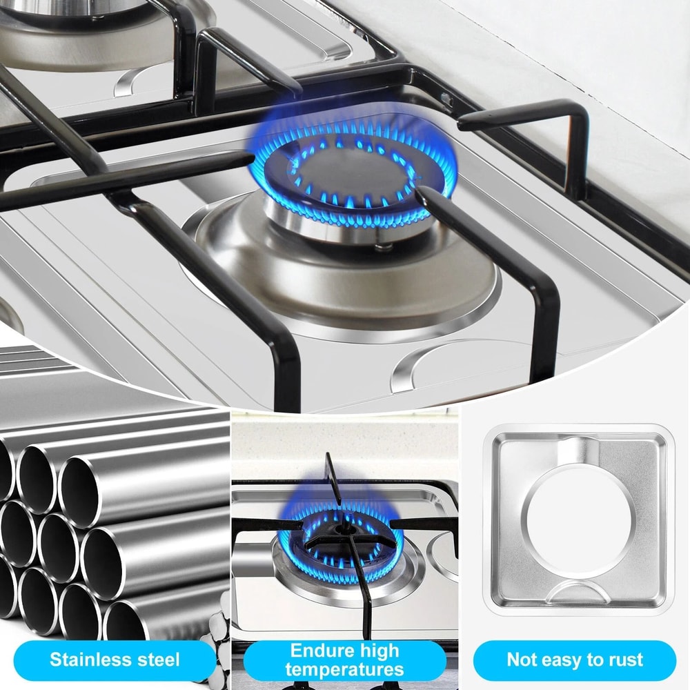 Stainless Steel Gas Range Stove Drip Pans Square Burner Covers Reusable 5