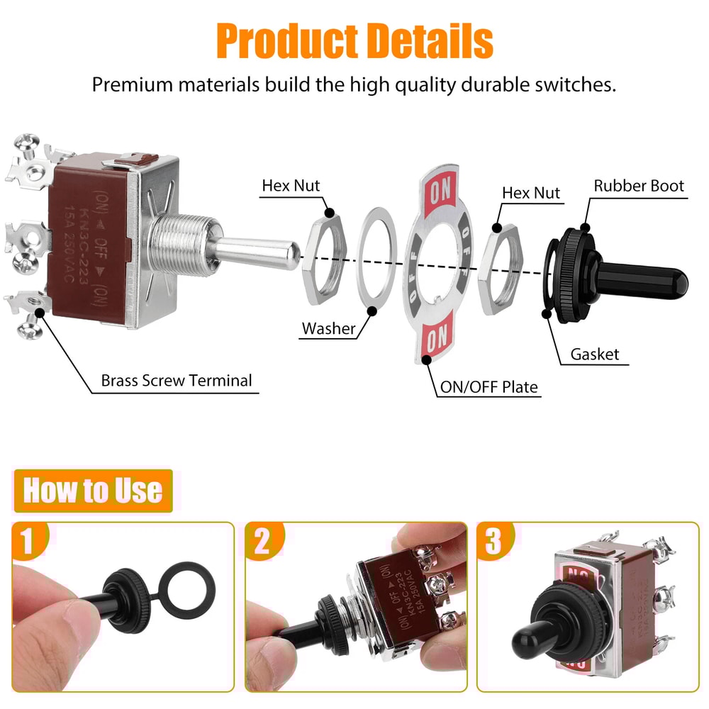 Heavy Duty Waterproof Toggle Switch For Automotive Marine Applications 4