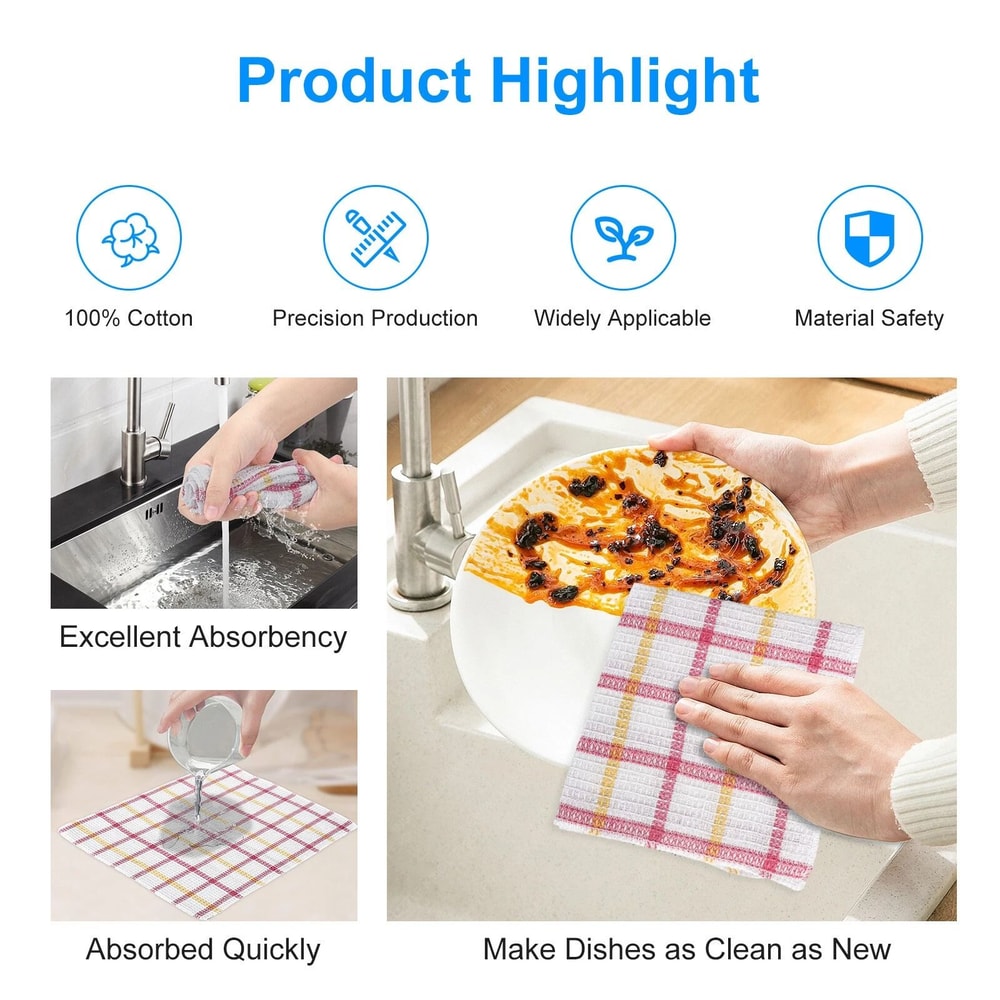 Cotton Kitchen Cleaning Towels Absorbent Washable Durable Dish Cloths For Restaurant Home Use 4