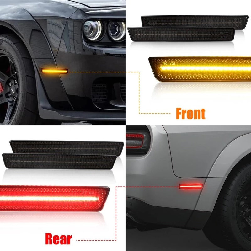 Front Rear LED Side Marker Light Lamps Smoked Lens High Brightness Waterproof 4