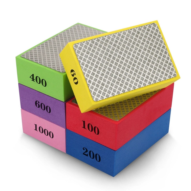 Diamond Polishing Pads Set With Multi Grit Sanding Blocks For Tile Glass Ceramic Marble And Metal 6