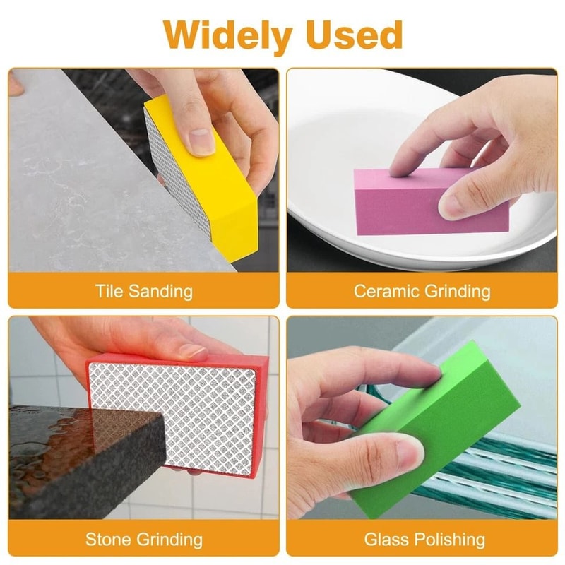Diamond Polishing Pads Set With Multi Grit Sanding Blocks For Tile Glass Ceramic Marble And Metal 1