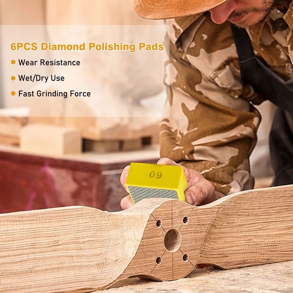 Diamond Polishing Pads Set With Multi Grit Sanding Blocks For Tile Glass Ceramic Marble And Metal 3