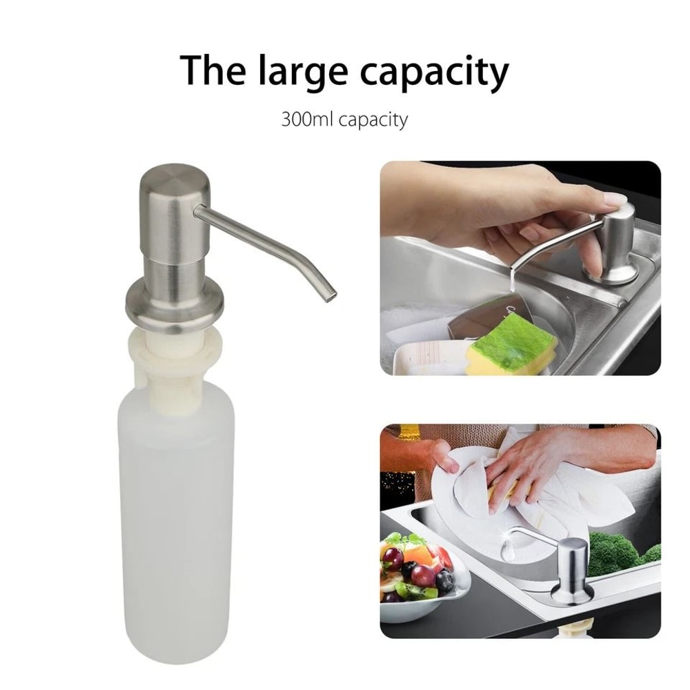 Stainless Steel Soap Dispenser For Kitchen Sink Built In Liquid Soap Pump Bottle 5