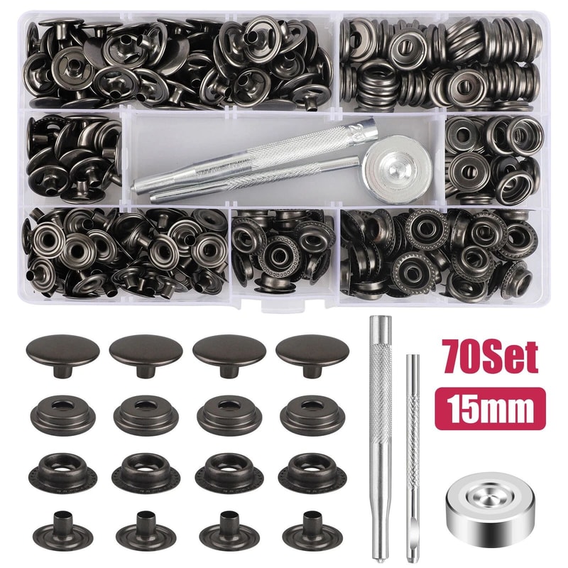 Heavy Duty Snap Fastener Kit With Tool Metal Snap Buttons For Sewing And Leather Crafts 5